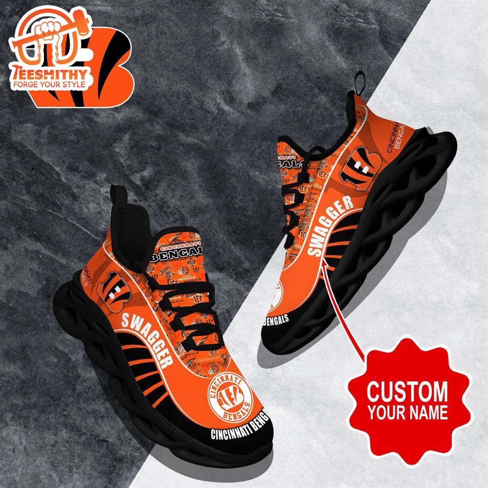 NFL Max Soul Shoes, Cincinnati Bengals Clunky Shoes Sport Custom Name Football