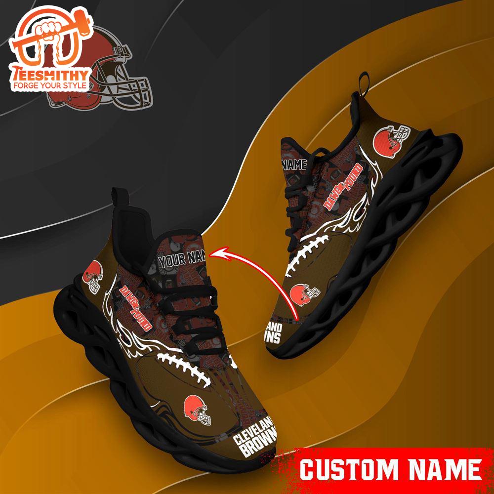 NFL Max Soul Shoes, Cleveland Browns Clunky Shoes Custom Name