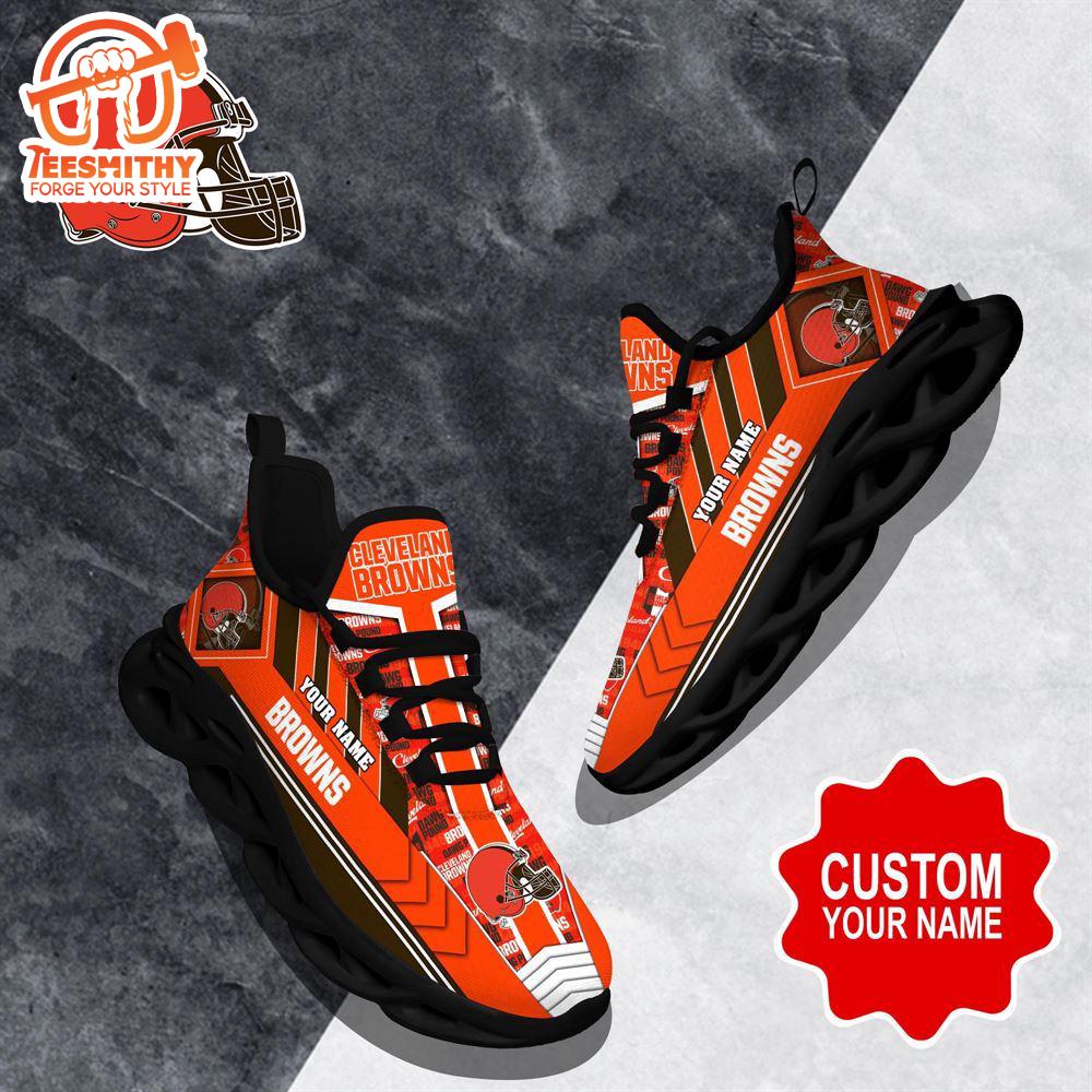 NFL Max Soul Shoes, Cleveland Browns Clunky Shoes Logo Custom Name Nfl