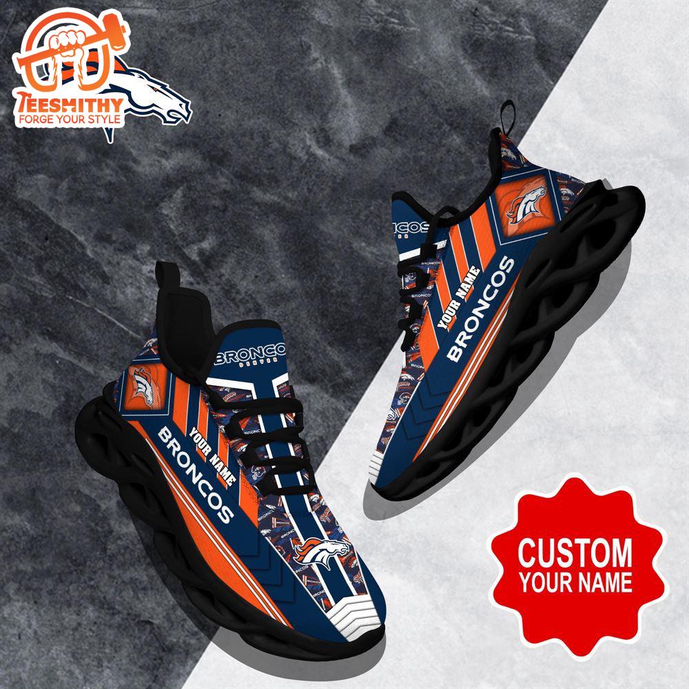 NFL Max Soul Shoes, Denver Broncos Clunky Shoes Logo Custom Name Nfl