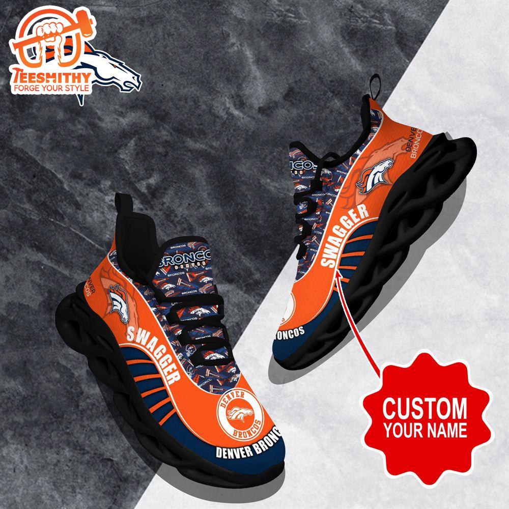 NFL Max Soul Shoes, Denver Broncos Clunky Shoes Sport Custom Name Football