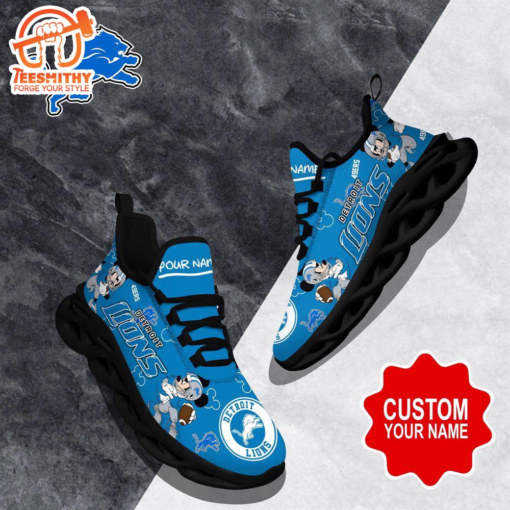 NFL Max Soul Shoes, Detroit Lions Clunky Shoes Custom Name For Fans Christmas