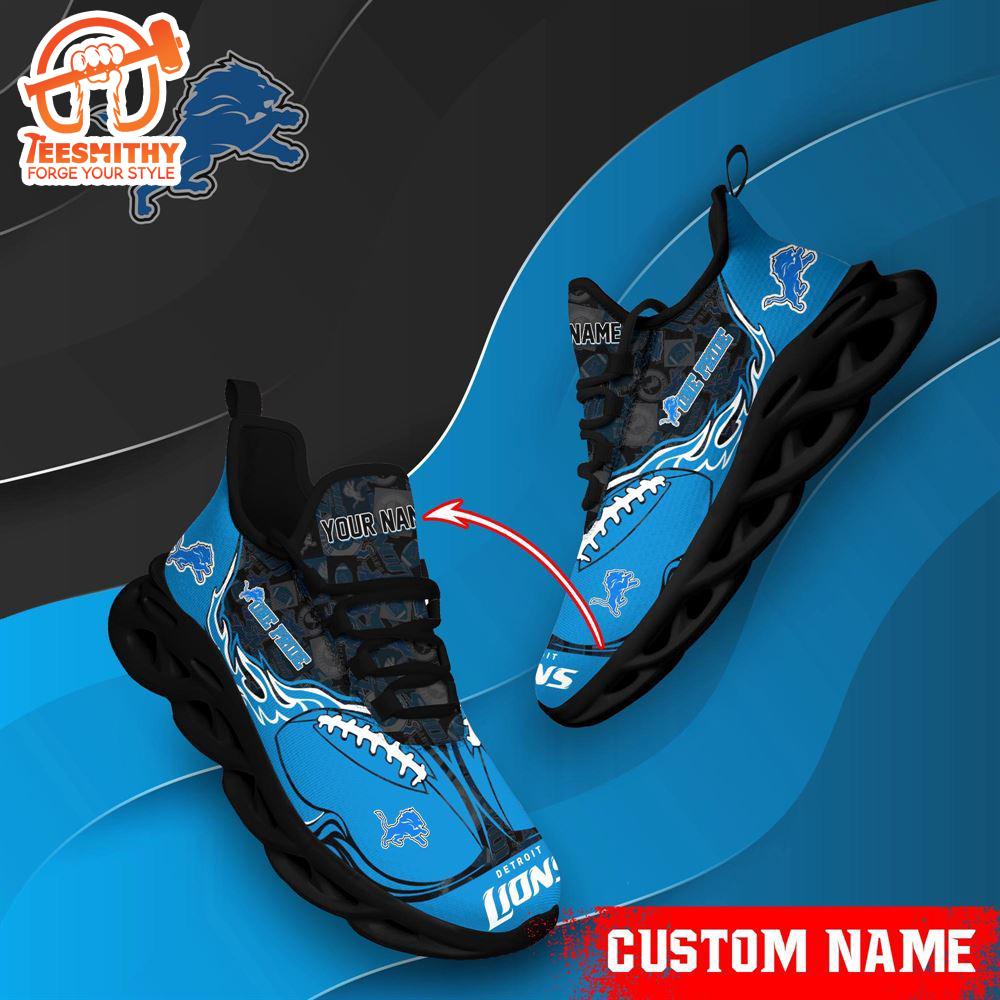 NFL Max Soul Shoes, Detroit Lions Clunky Shoes Custom Name