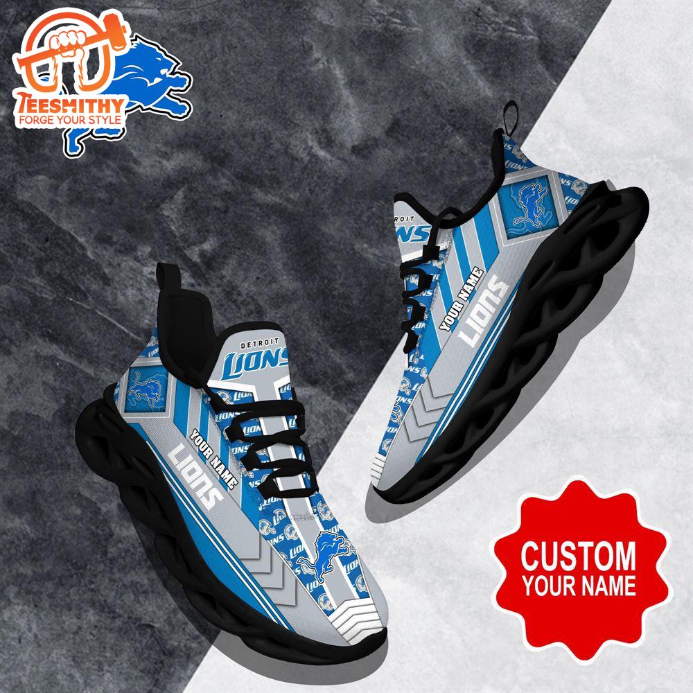 NFL Max Soul Shoes, Detroit Lions Clunky Shoes Logo Custom Name Nfl