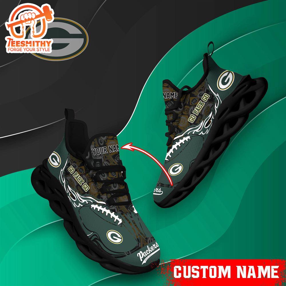 NFL Max Soul Shoes, Green Bay Packers Clunky Shoes Custom Name