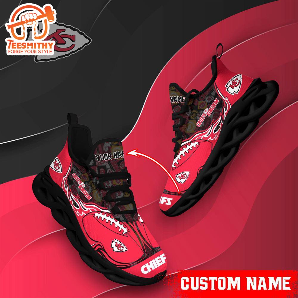 NFL Max Soul Shoes, Kansas City Chiefs Clunky Shoes Custom Name