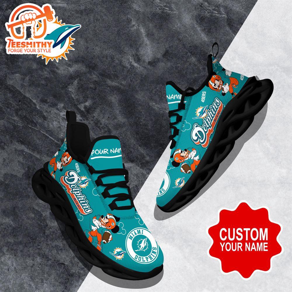 NFL Max Soul Shoes, Miami Dolphins Clunky Shoes Custom Name For Fans Christmas