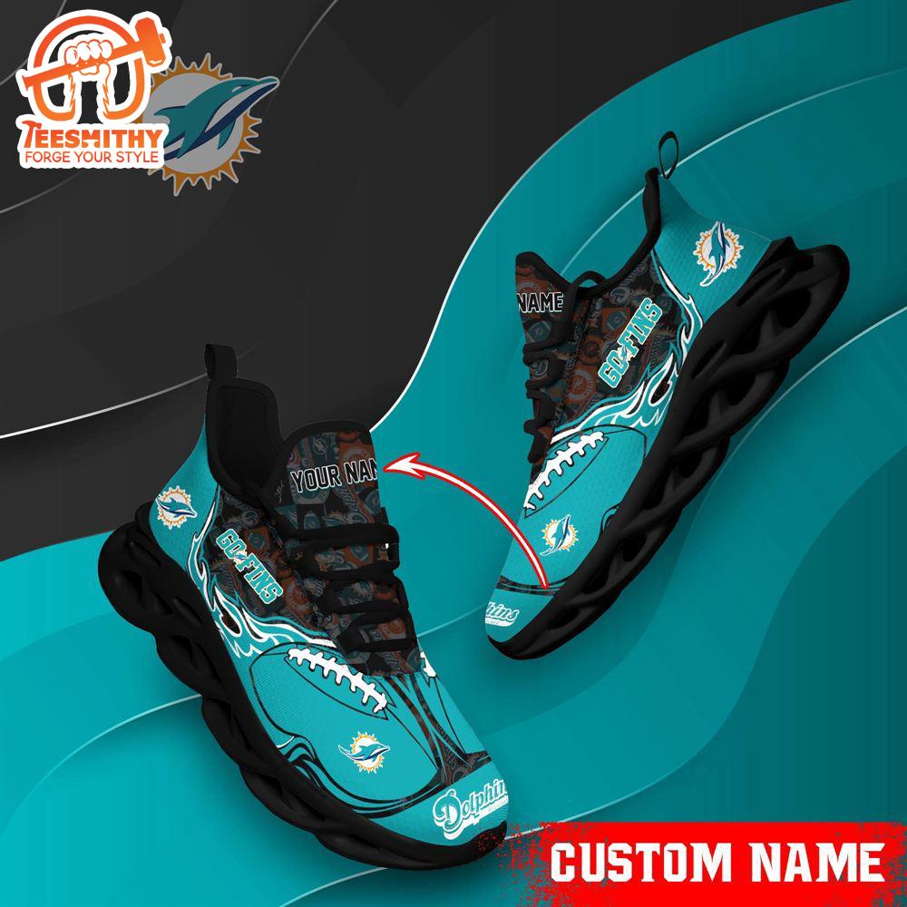 NFL Max Soul Shoes, Miami Dolphins Clunky Shoes Custom Name