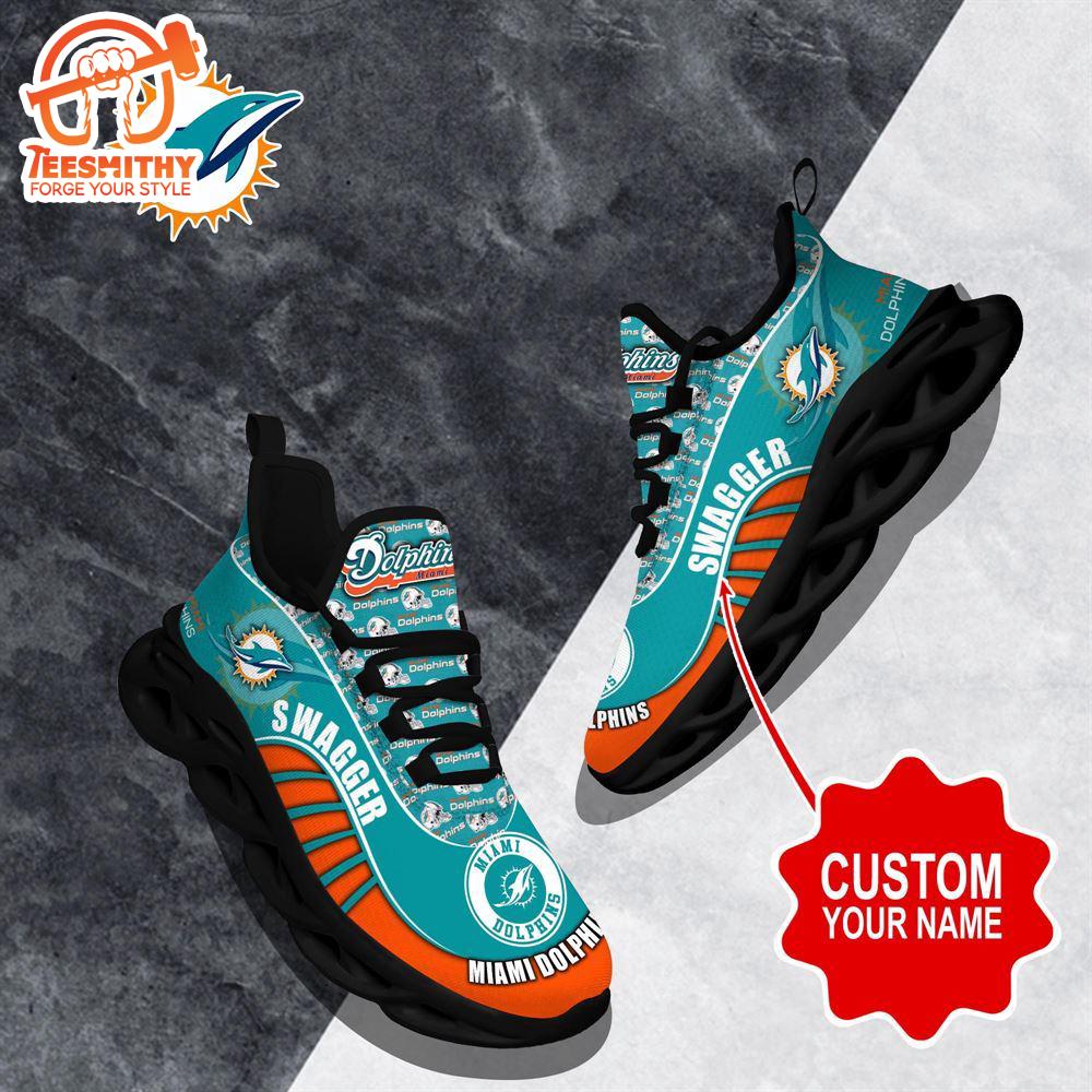 NFL Max Soul Shoes, Miami Dolphins Clunky Shoes Sport Custom Name Football