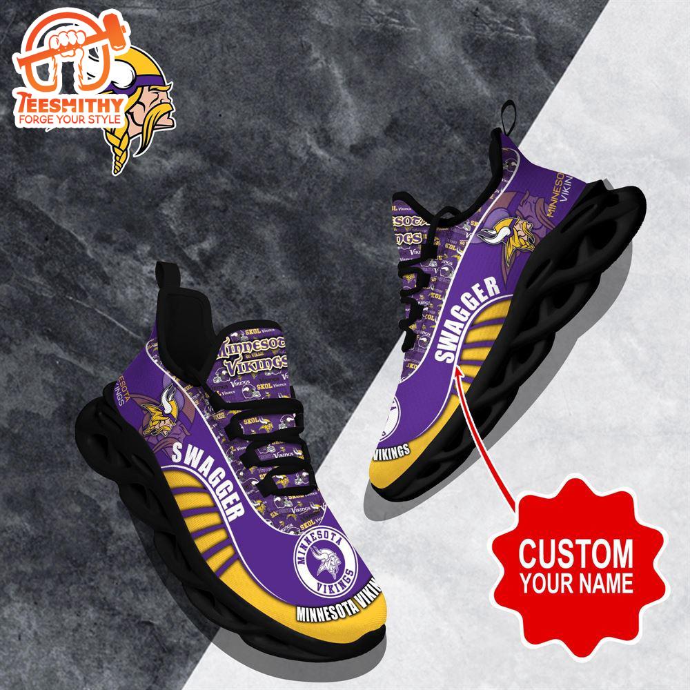 NFL Max Soul Shoes, Minnesota Vikings Clunky Shoes Sport Custom Name Football