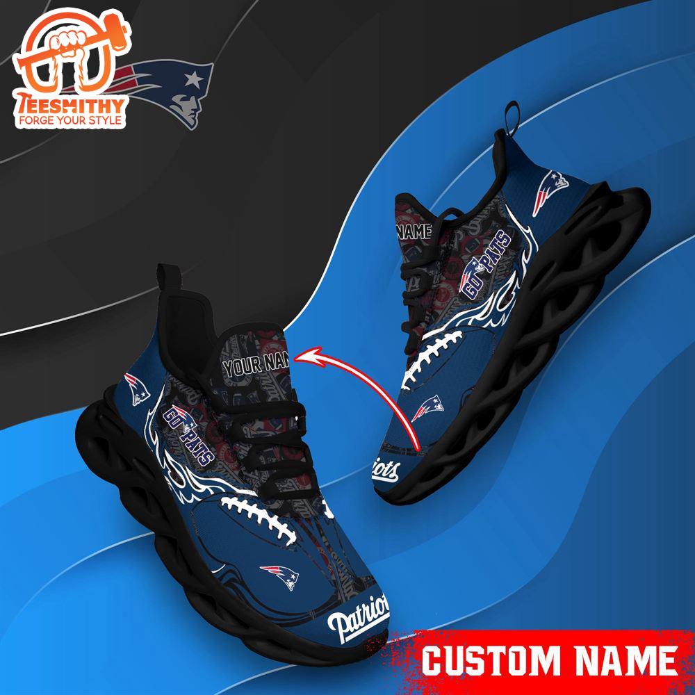 NFL Max Soul Shoes, New England Patriots Clunky Shoes Custom Name