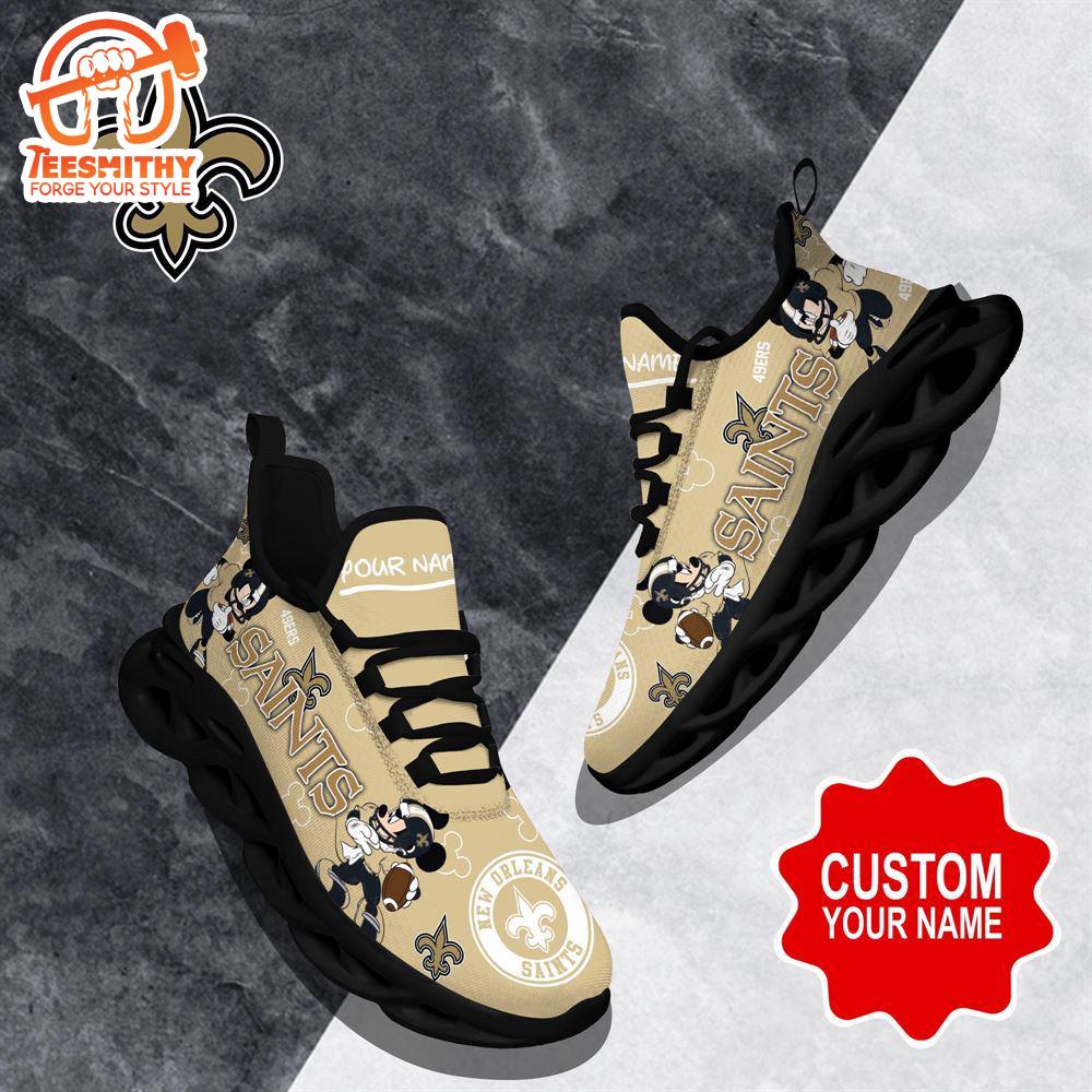 NFL Max Soul Shoes, New Orleans Saints Clunky Shoes Custom Name For Fans Christmas