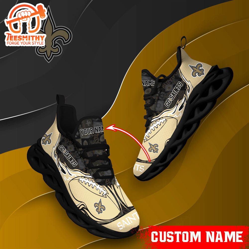 NFL Max Soul Shoes, New Orleans Saints Clunky Shoes Custom Name