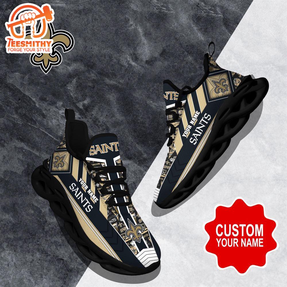 NFL Max Soul Shoes, New Orleans Saints Clunky Shoes Logo Custom Name Nfl