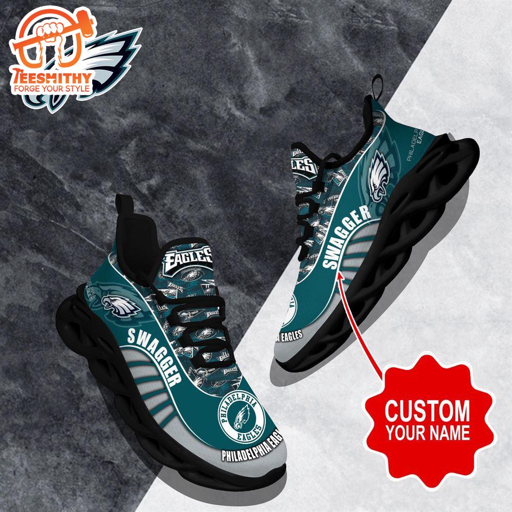 NFL Max Soul Shoes, Philadelphia Eagles Clunky Shoes Sport Custom Name Football