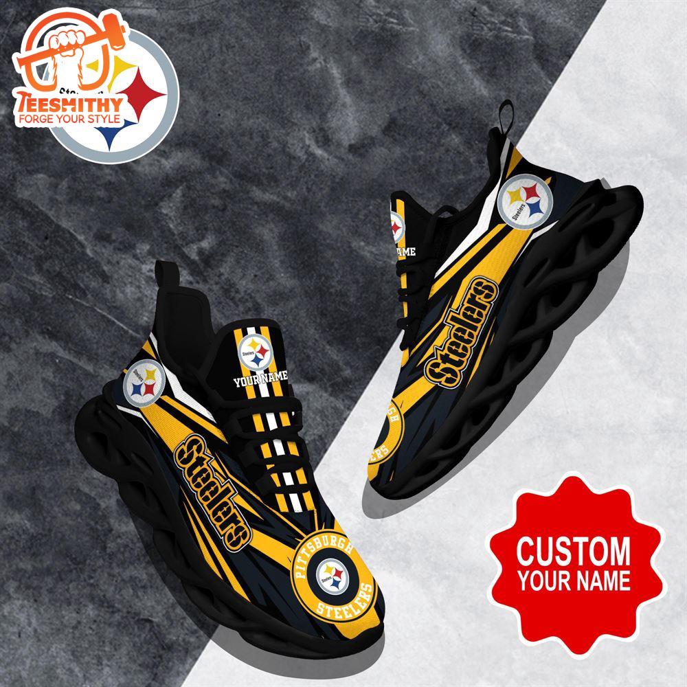 NFL Max Soul Shoes, Pittsburgh Steelers Clunky Shoes Custom Custom Name Football