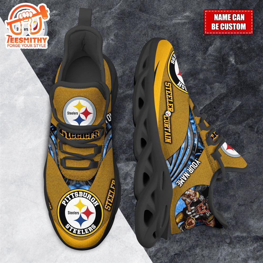 NFL Max Soul Shoes, Pittsburgh Steelers Clunky Shoes Custom For Fans