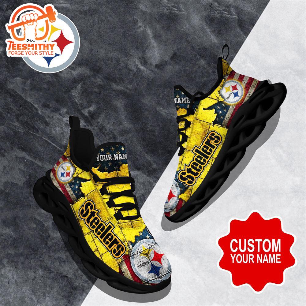 NFL Max Soul Shoes, Pittsburgh Steelers Clunky Shoes Custom Gift Women And Men