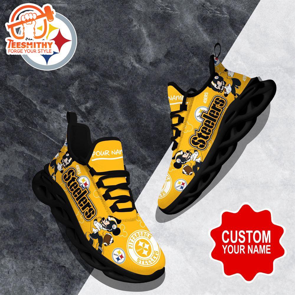 NFL Max Soul Shoes, Pittsburgh Steelers Clunky Shoes Custom Name For Fans Christmas