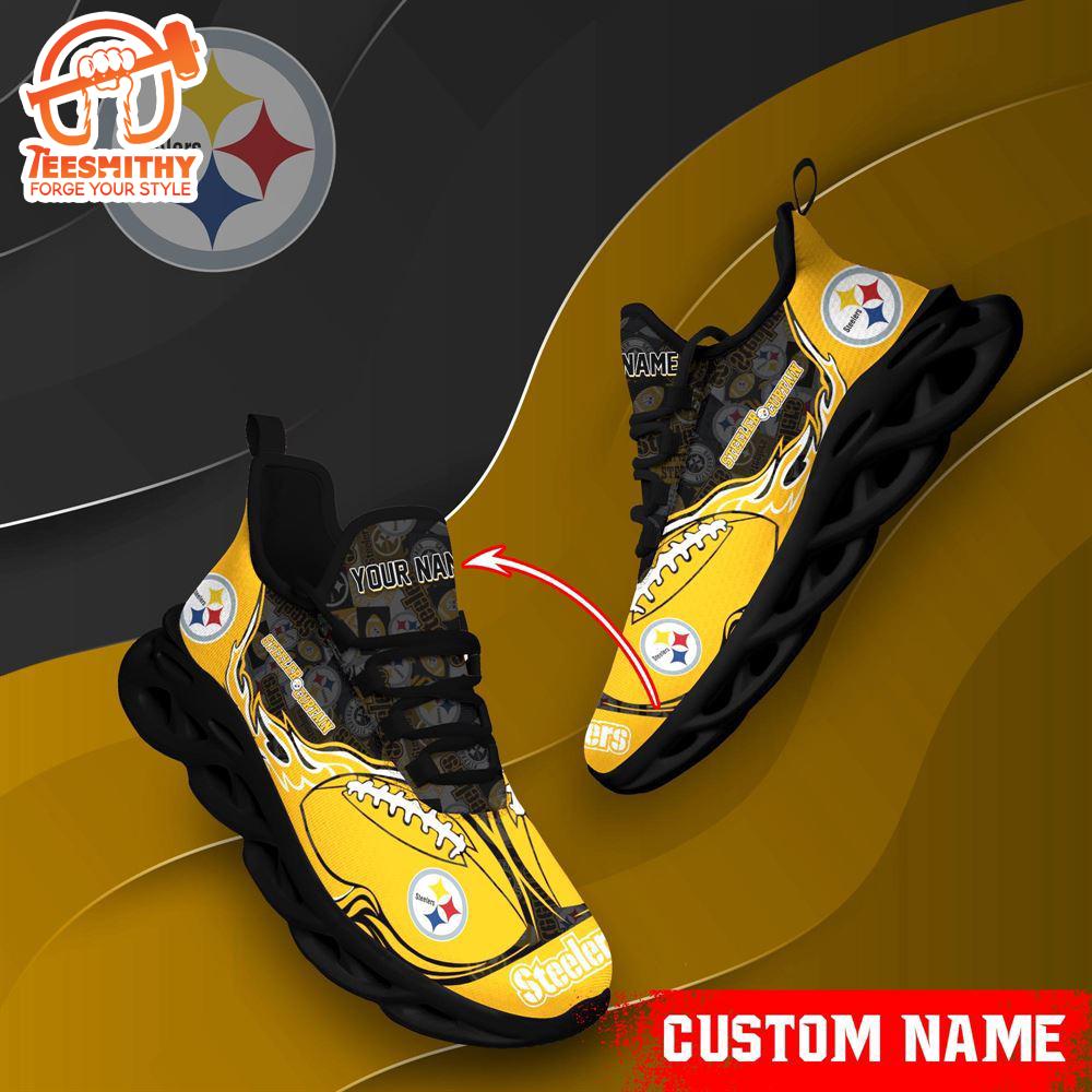 NFL Max Soul Shoes, Pittsburgh Steelers Clunky Shoes Custom Name