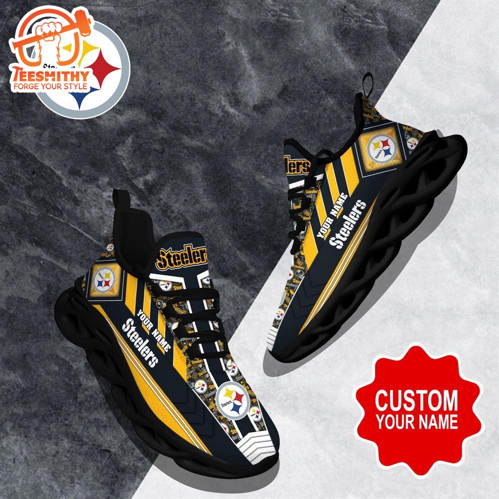 NFL Max Soul Shoes, Pittsburgh Steelers Clunky Shoes Logo Custom Name Nfl