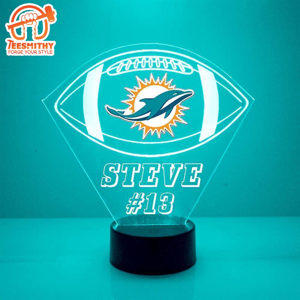 Custom Name Number NFL Miami Dolphins Football Led Sports Fan Lamp