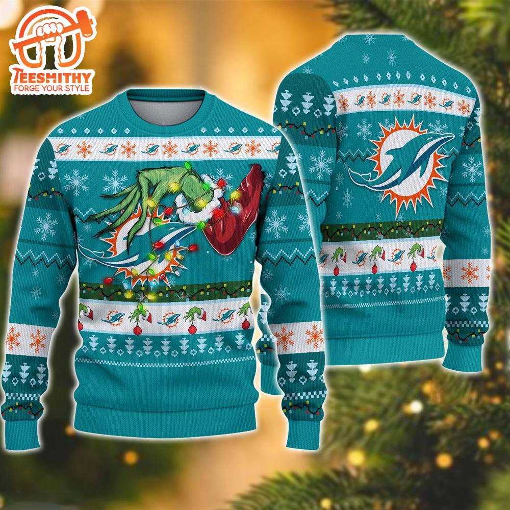 NFL Miami Dolphins Grinch Christmas Ugly Sweater  For Fans