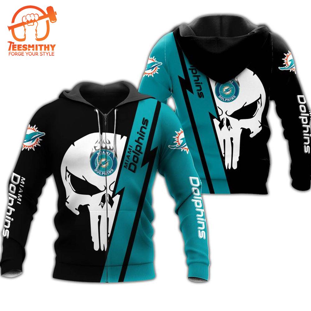 Nfl Miami Dolphins Hoodie 3D Skull Limited Edition All Over Print Gifts For Nfl Fans