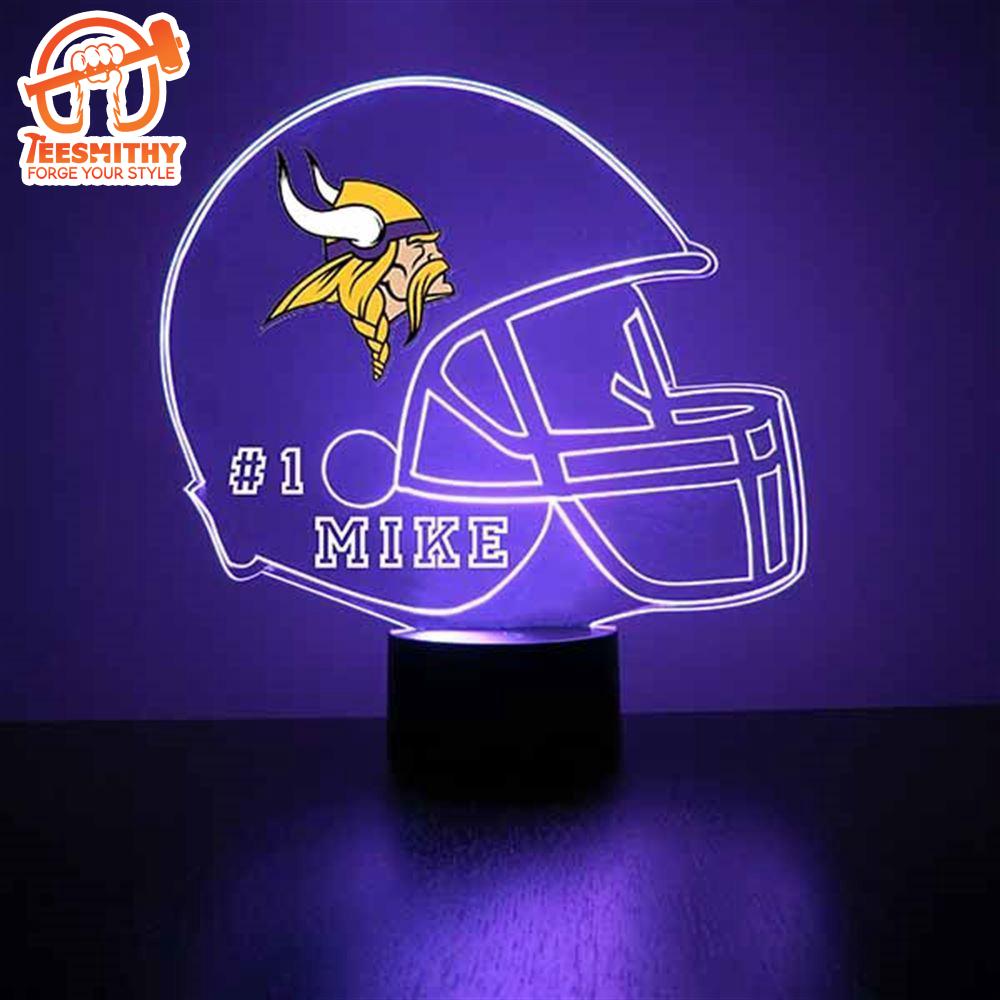 Custom Name Number NFL Minnesota Vikings Football Led Sports Fan Lamp Custom Night Light