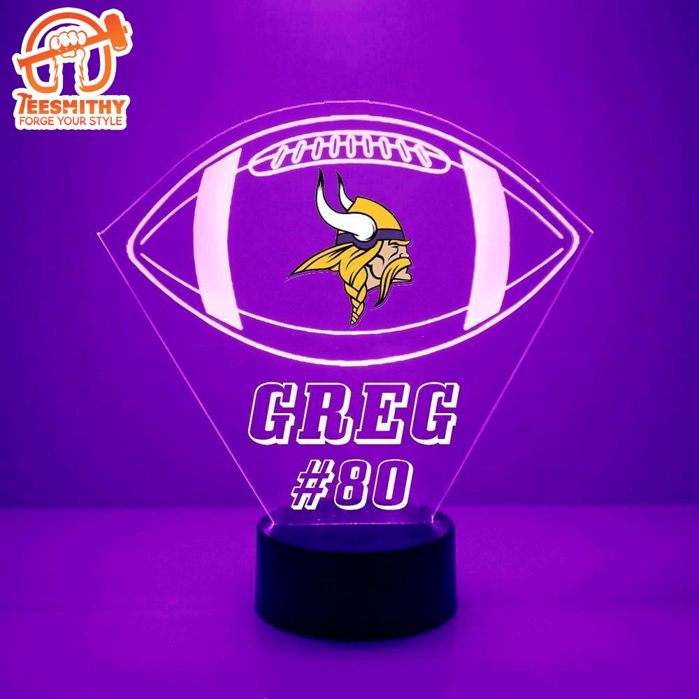 Custom Name Number NFL Minnesota Vikings Football Led Sports Fan Lamp