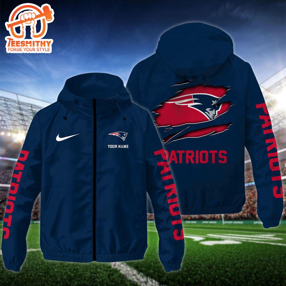 NFL New England Patriots Custom Name Windbreaker Jacket For Fans