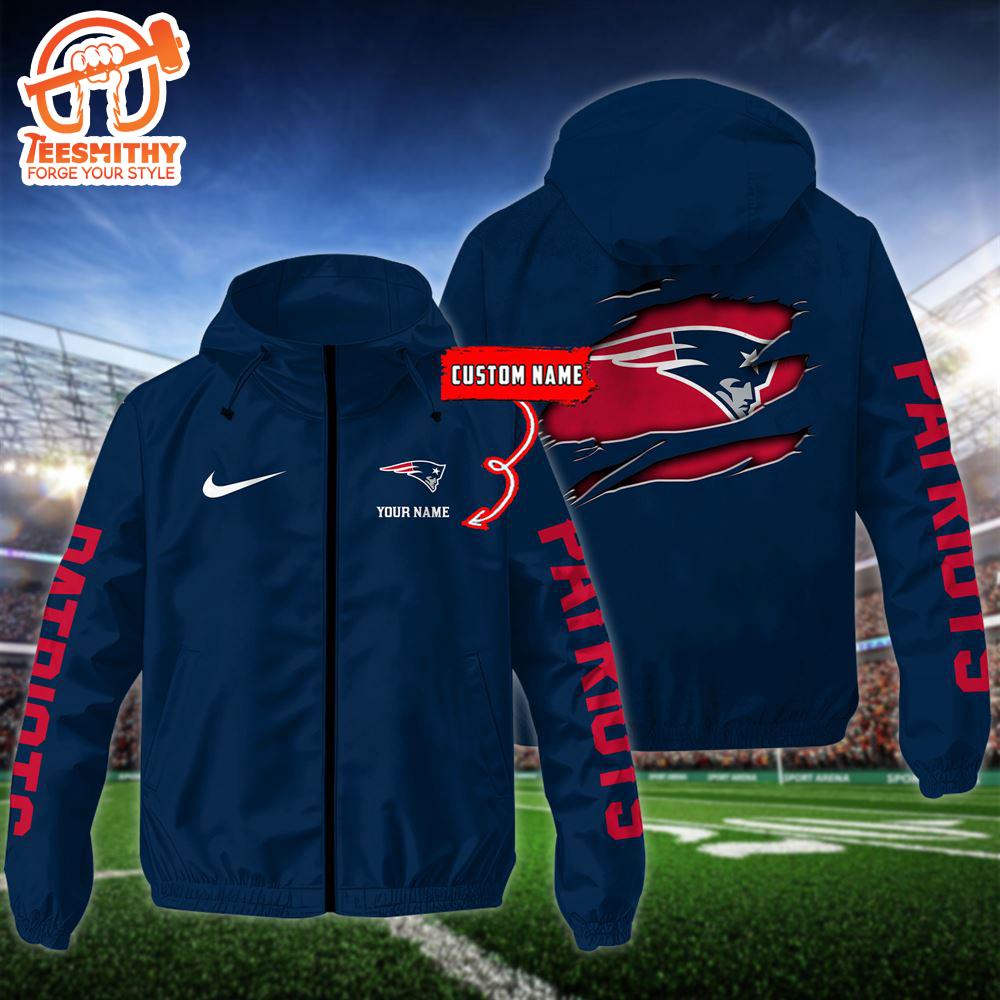 NFL New England Patriots Football Windbreaker Outdoor Jacket – Custom Name