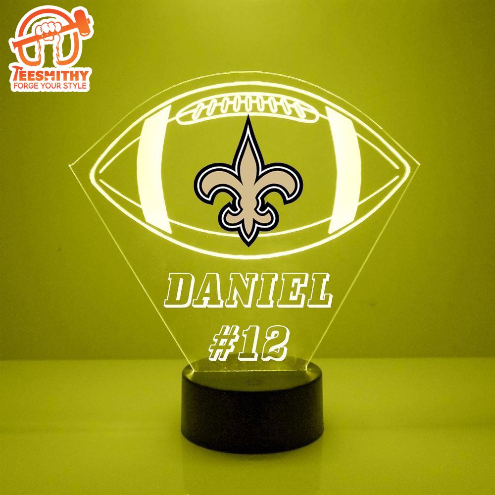 Custom Name Number NFL New Orleans Saints Football Led Sports Fan Lamp