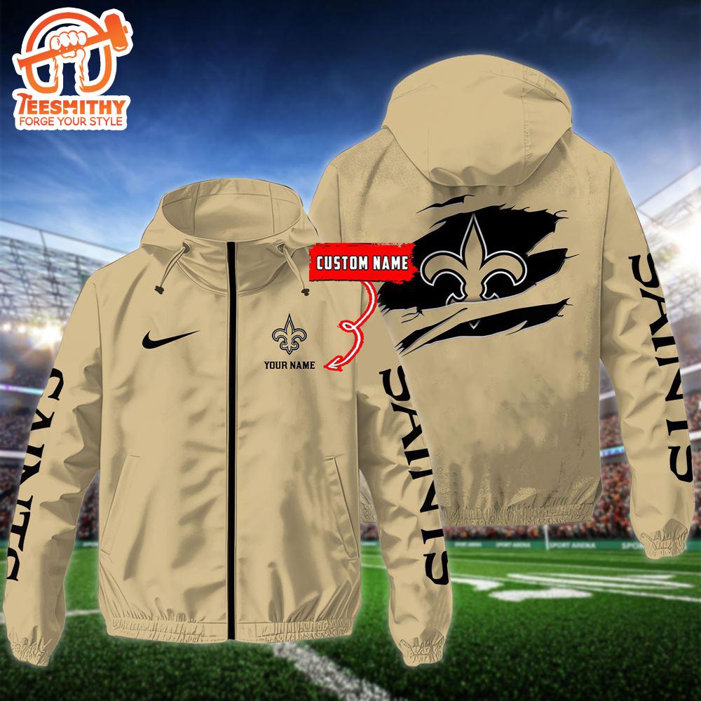 NFL New Orleans Saints Football Windbreaker Outdoor Jacket – Custom Name