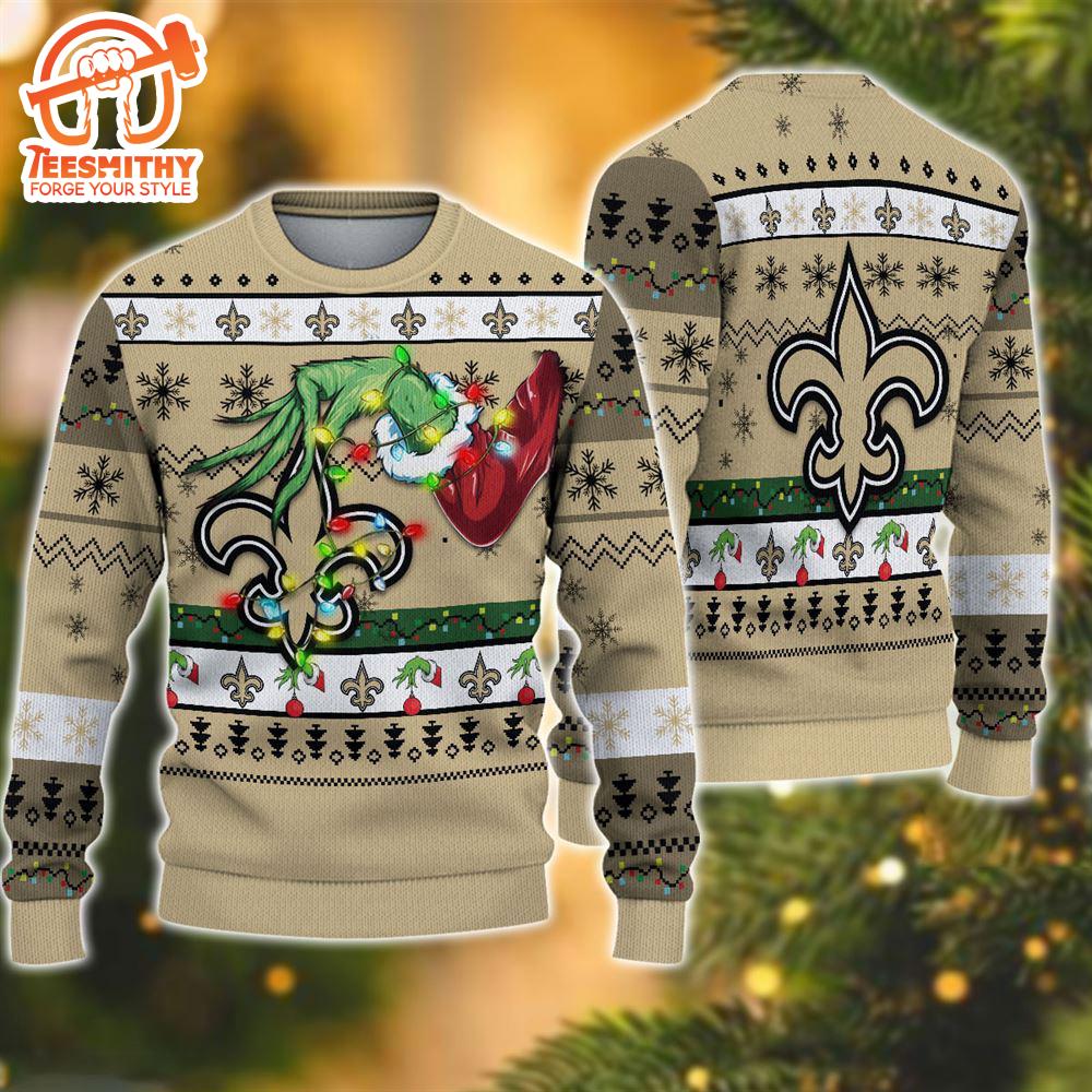 NFL New Orleans Saints Grinch Christmas Ugly Sweater  For Fans