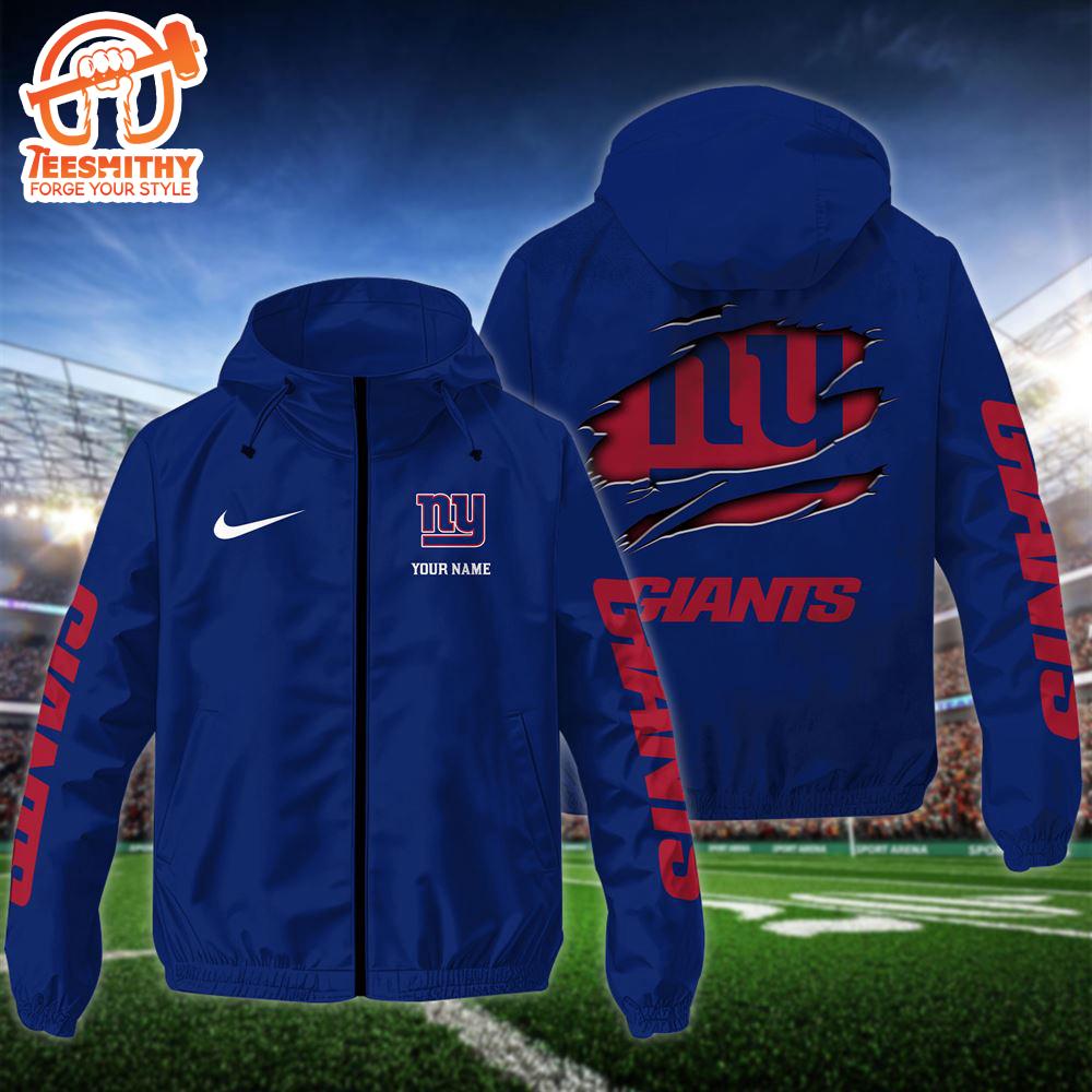 NFL New York Giants Custom Name Windbreaker Jacket For Fans