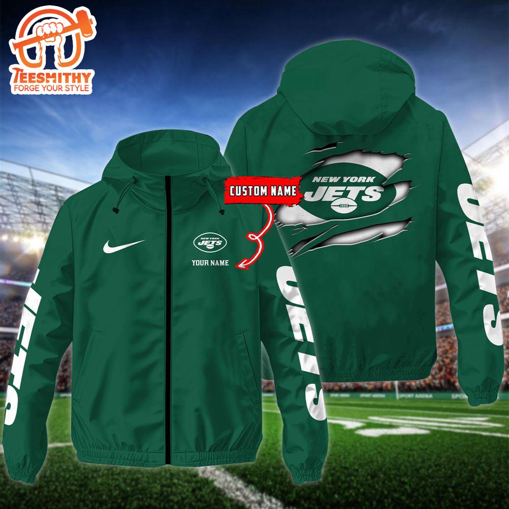 NFL New York Jets Football Windbreaker Outdoor Jacket – Custom Name