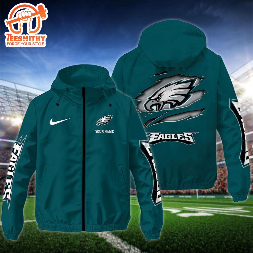 NFL Philadelphia Eagles Custom Name Windbreaker Jacket For Fans