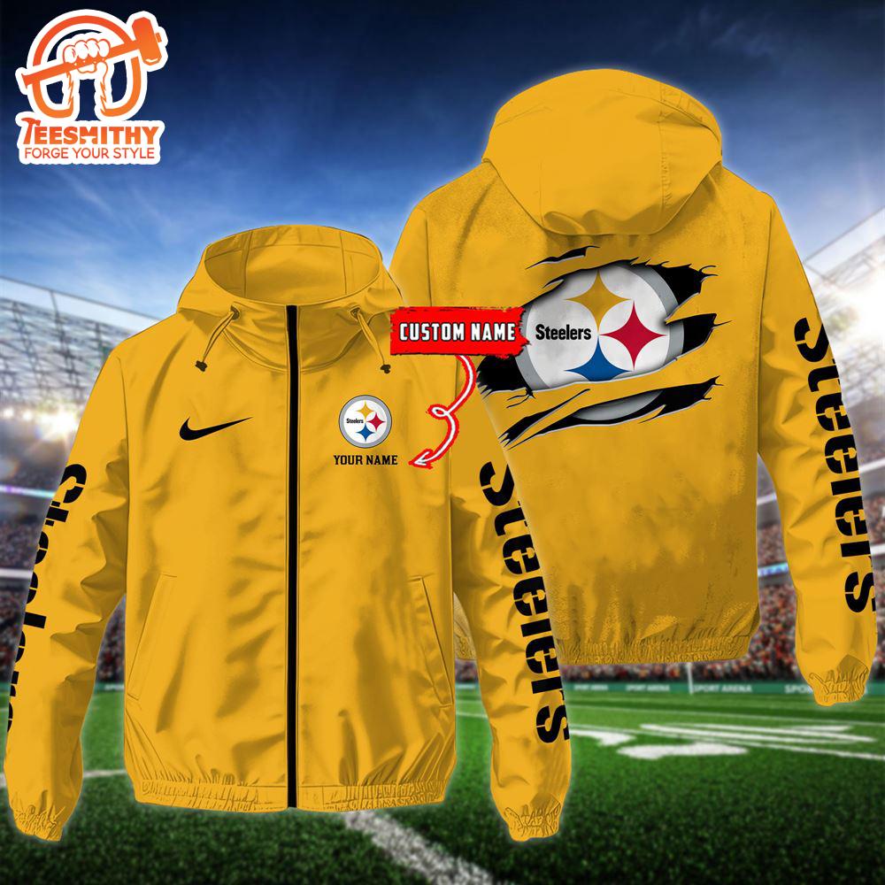 NFL Pittsburgh Steelers Football Windbreaker Outdoor Jacket – Custom Name