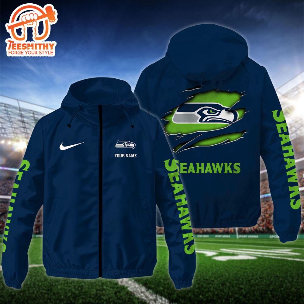 NFL Seattle seahawks Custom Name Windbreaker Jacket For Fans