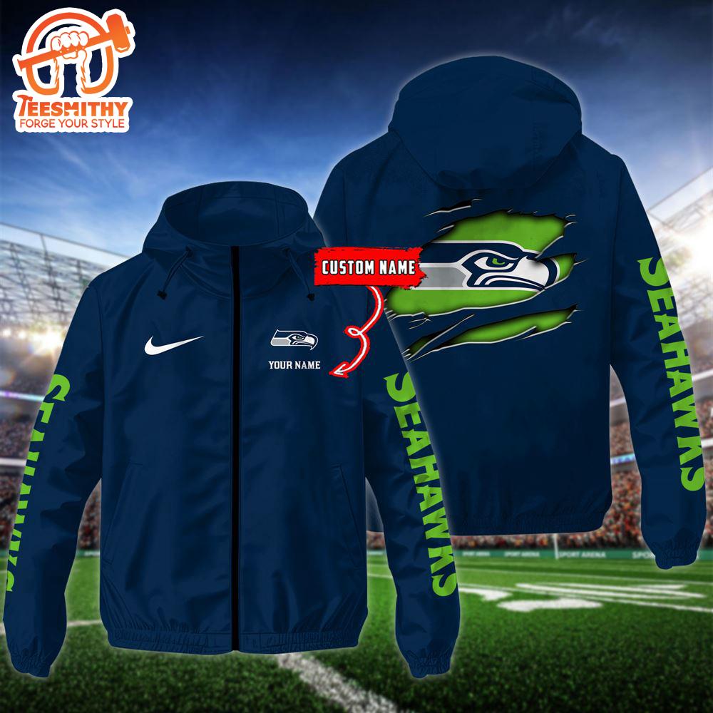 NFL Seattle seahawks Football Windbreaker Outdoor Jacket – Custom Name