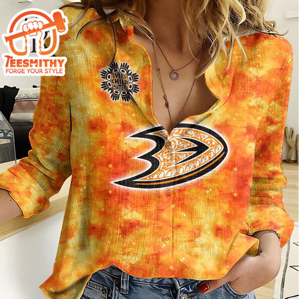 Nhl Anaheim Ducks Special Orange Shirt Design Woman Casual Shirt