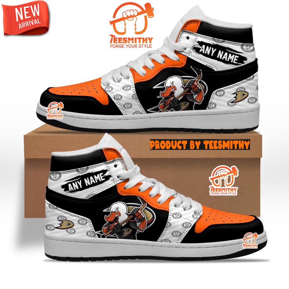 NHL Anaheim Ducks With Team Mascot Customized Air Jordan 1 Sneaker