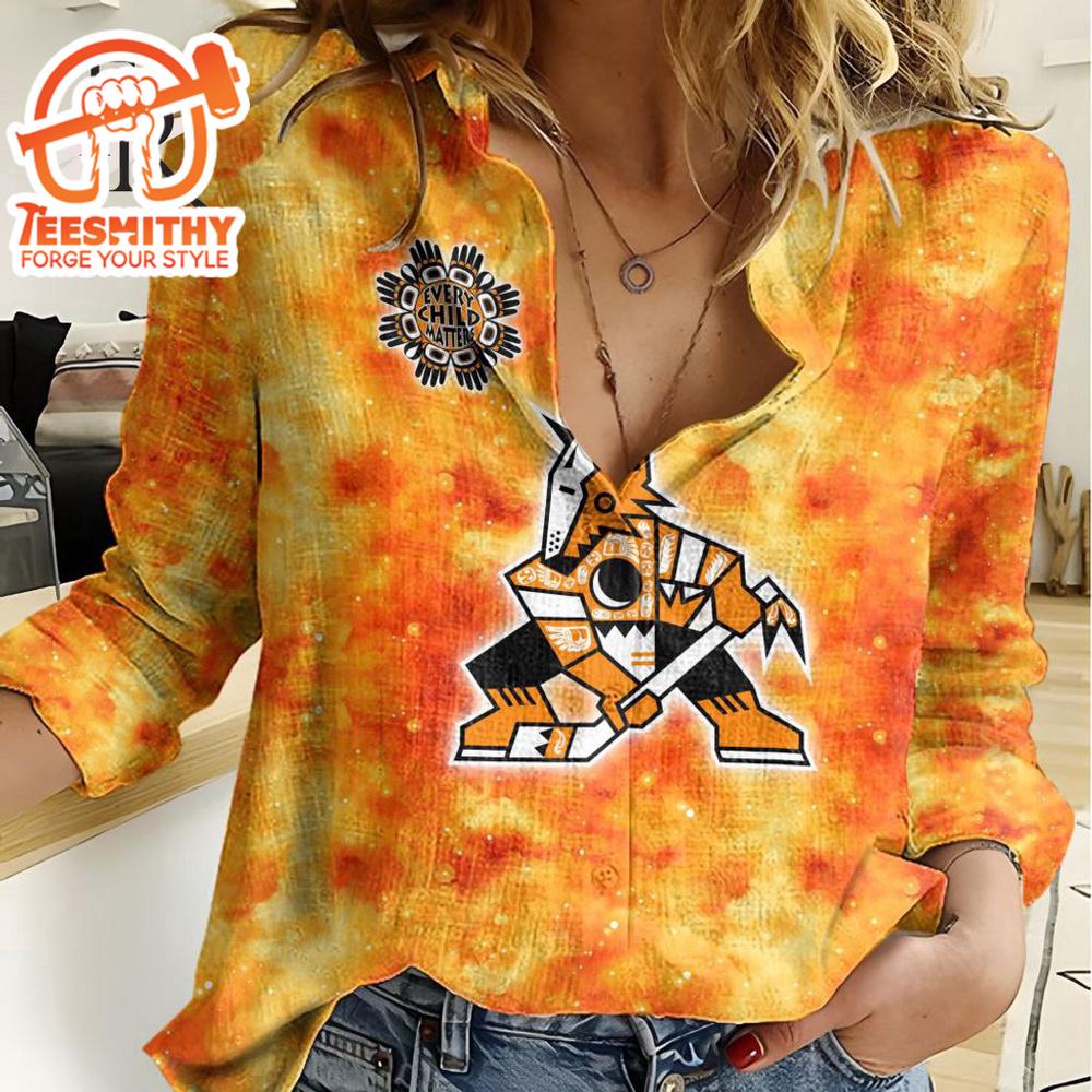 Nhl Arizona Coyotes Special Orange Shirt Design Woman Casual Shirt