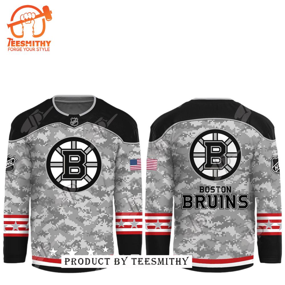 NHL Boston Bruins Arctic Camo 2024 Salute to Service Club Hockey Jersey