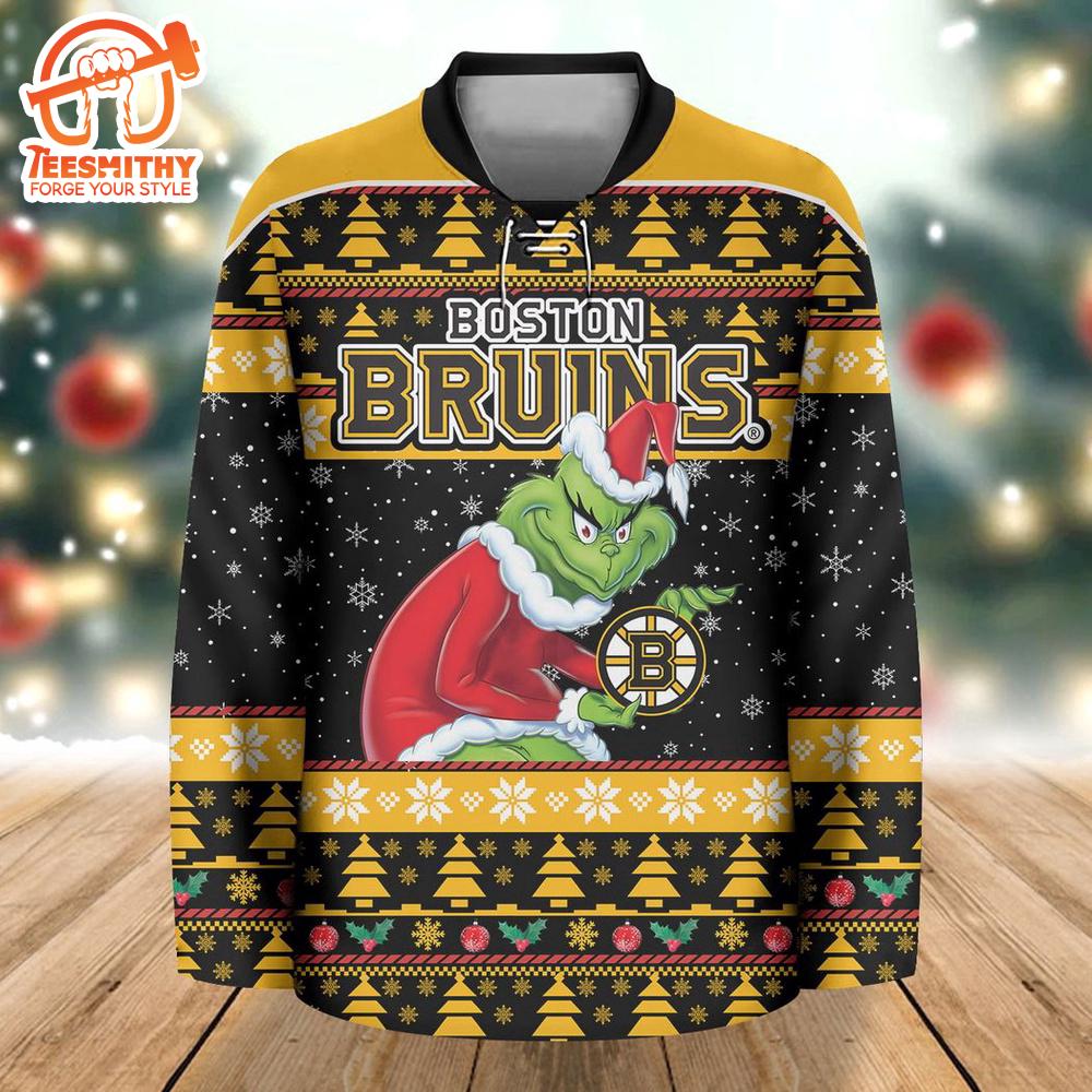 NHL Boston Bruins Grinch Hockey Jersey