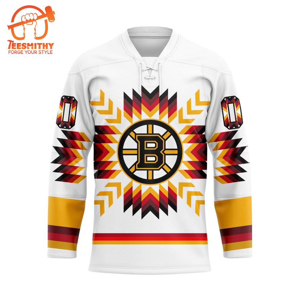 NHL Boston Bruins Special Design With Native Pattern Hockey Jersey