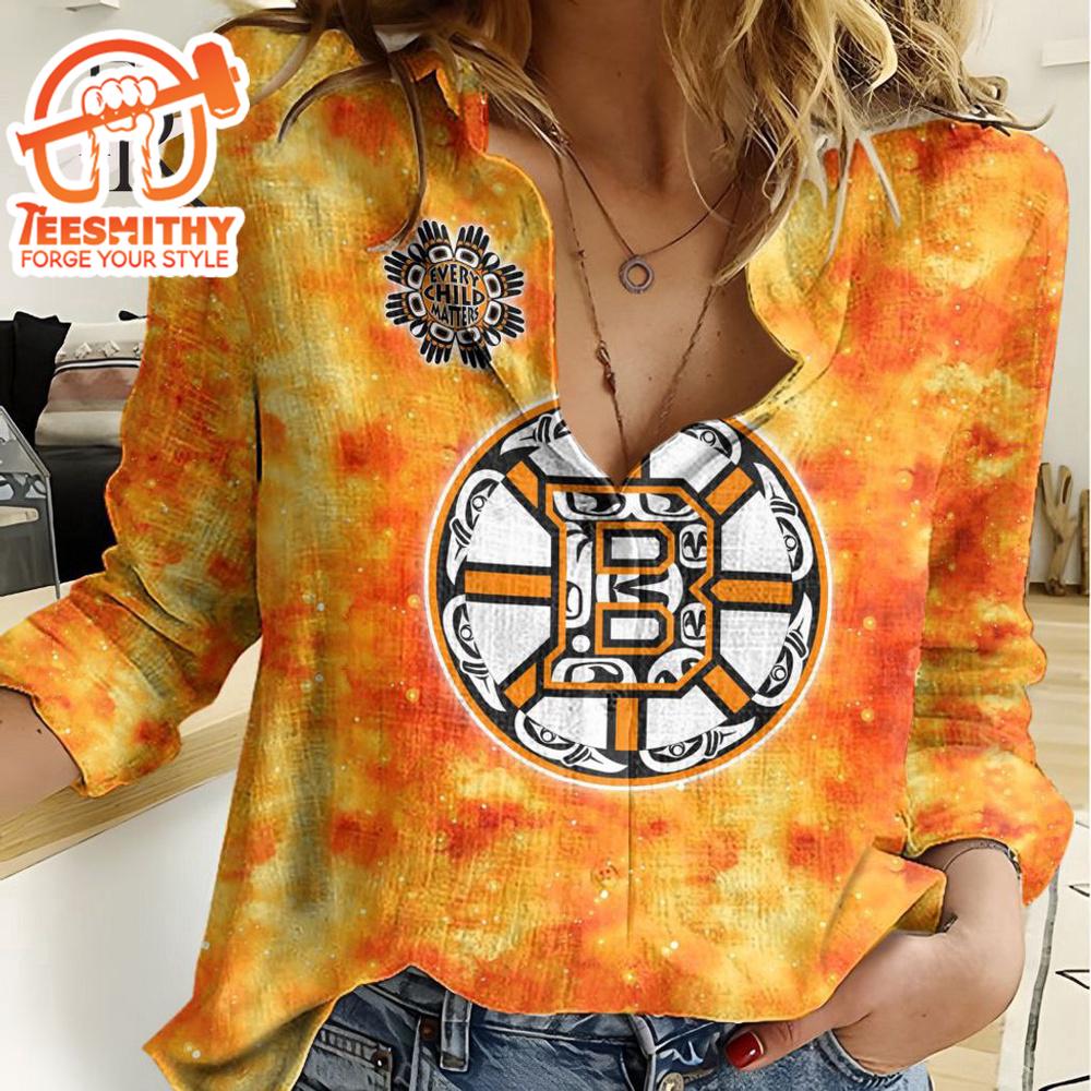 Nhl Boston Bruins Special Orange Shirt Design Woman Casual Shirt