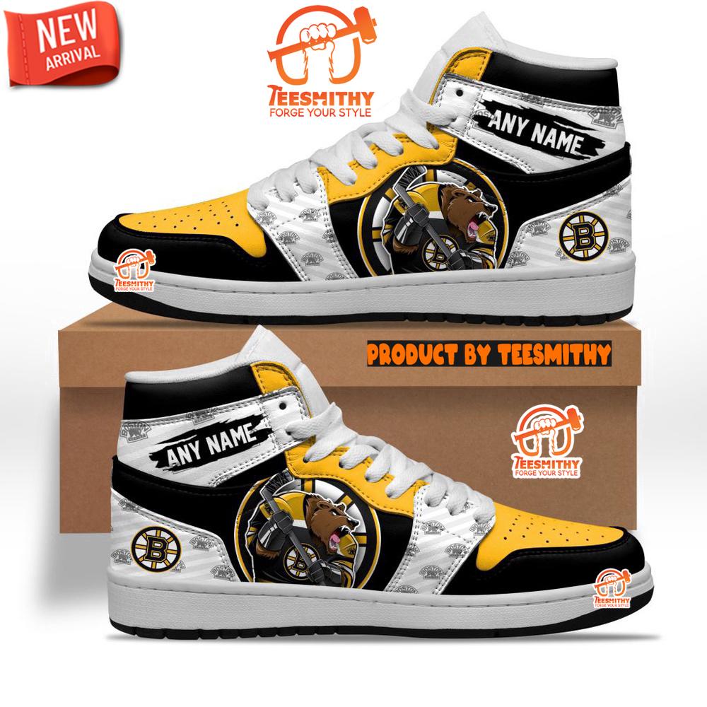 NHL Boston Bruins With Team Mascot Customized Air Jordan 1 Sneaker