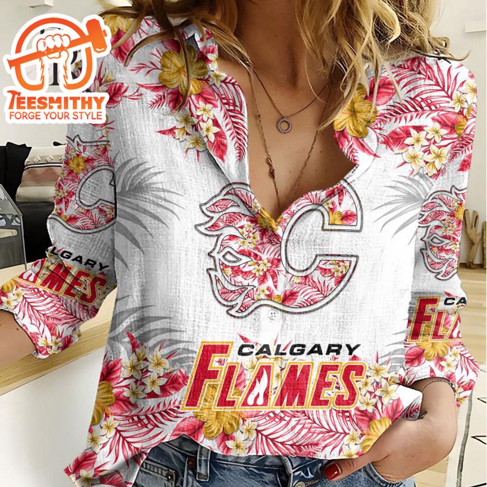 Nhl Calgary Flames Special Hawaiian Design Woman Casual Shirt